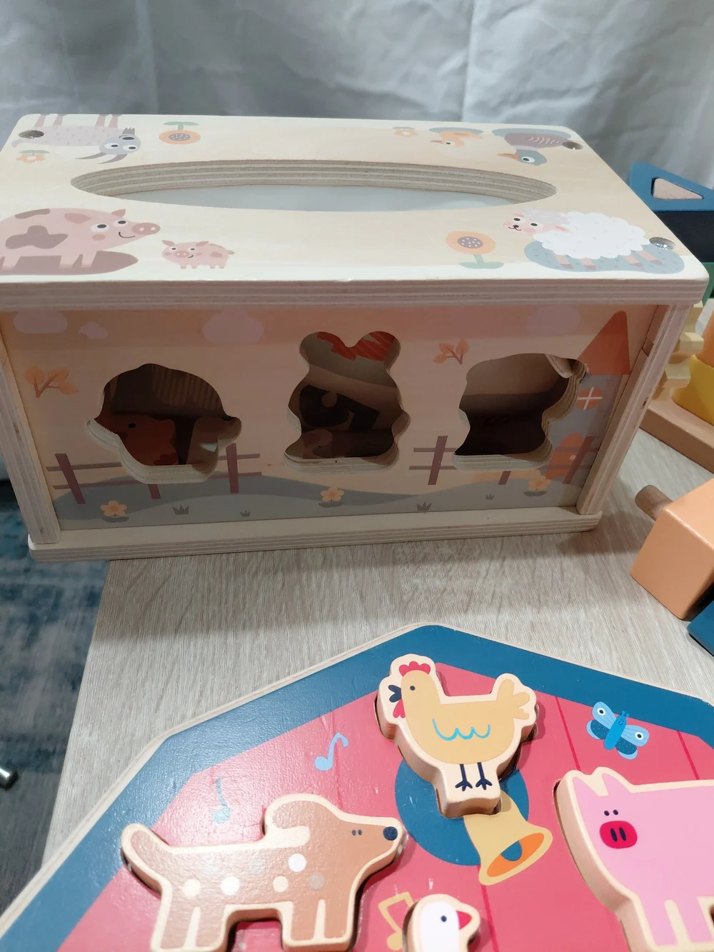 Wooden Farm Animal Puzzle & Stacking Toy Set - Multicolor